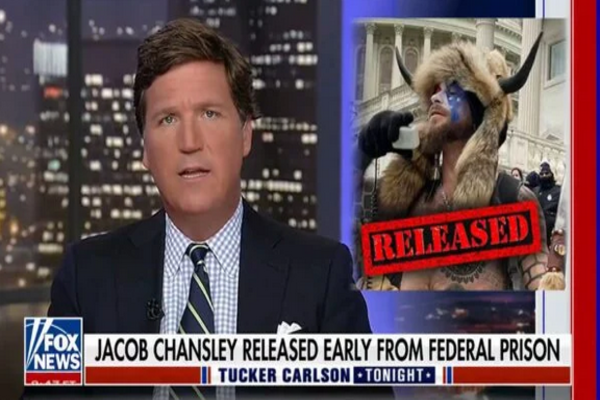 WATCH: Tucker Carlson Encourages Jacob Chansley To Sue Liz Cheney
